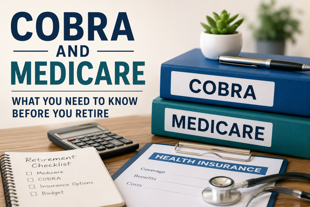 Person reviewing COBRA and Medicare coverage options before retirement